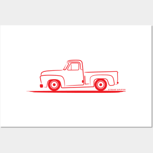 1954 Ford Pickup Truck Red Posters and Art